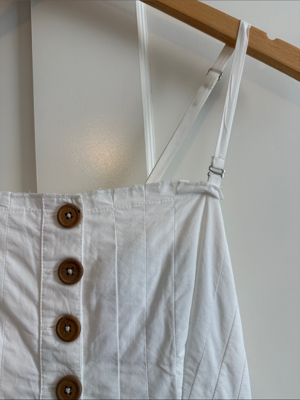Free People White Poplin Button-Front Spaghetti Strap Sundress | XS - Picture 3 of 5